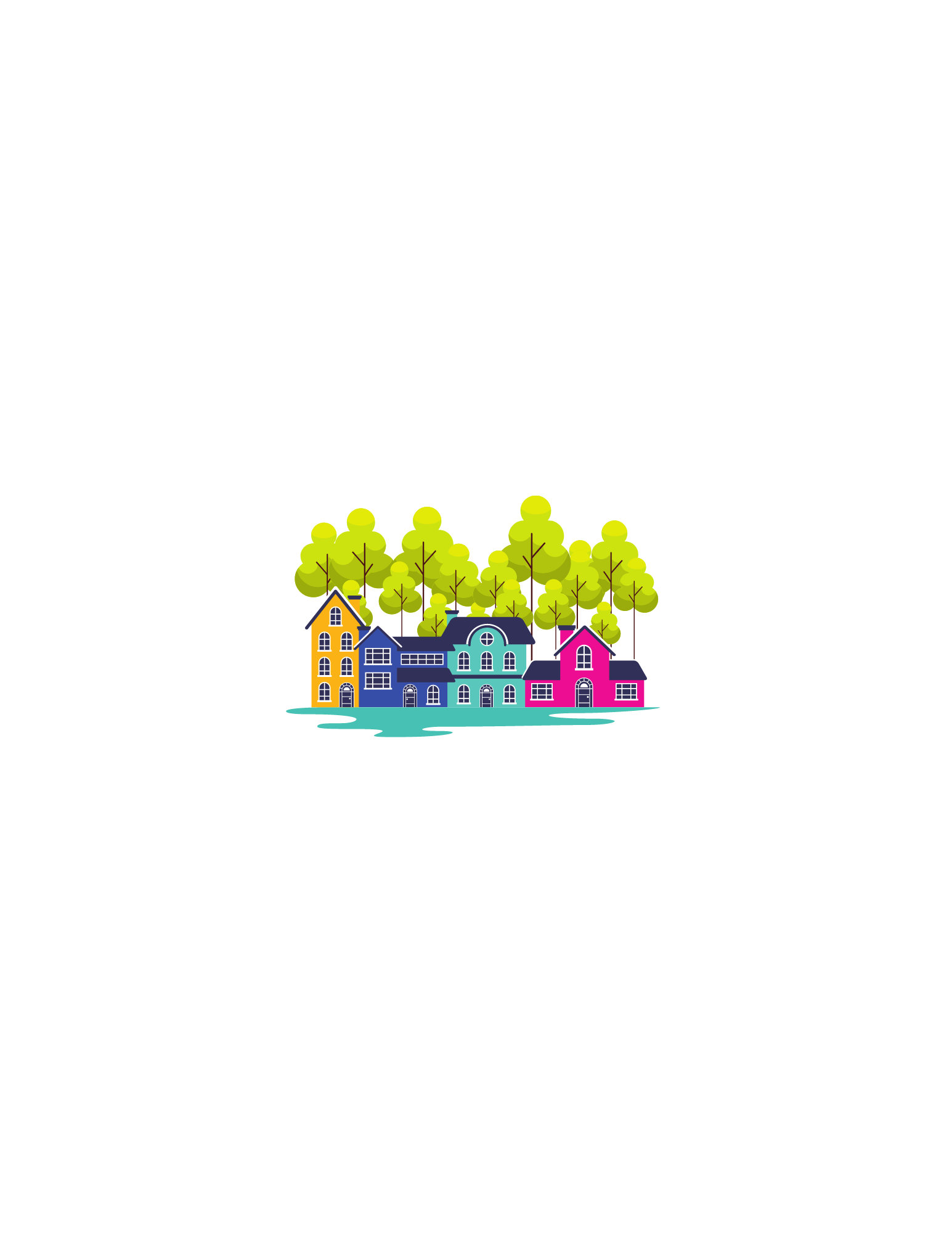 picture with trees and houses
